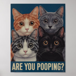 Lustiges Katzenposter   Kackst du?   Katzenkunst Poster