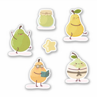 Lustiges Kawaii-Set Aufkleber