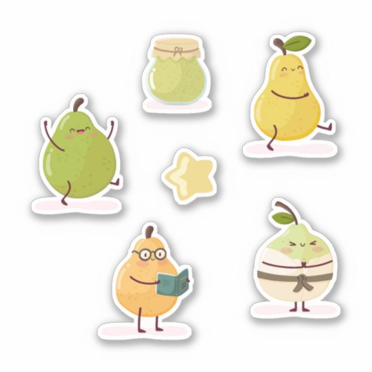 Lustiges Kawaii-Set Aufkleber (Vorderseite)