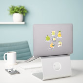 Lustiges Kawaii-Set Aufkleber (Laptop auf Schreibtisch)