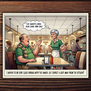Lustiges Kellnerin Leben Restaurant Humor Postkart Postkarte