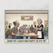 Lustiges Kellnerinnen-Leben Restaurant-Humor  Postkarte (Vorderseite)