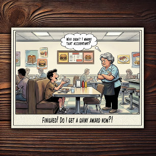 Lustiges Kellnerinnen-Leben Restaurant-Humor  Postkarte