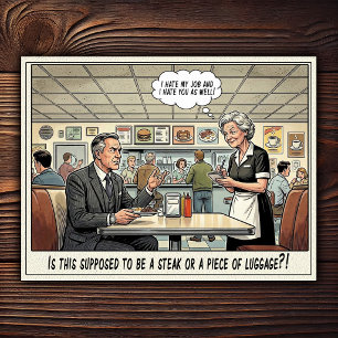 Lustiges Kellnerinnen-Leben Restaurant-Humor  Postkarte