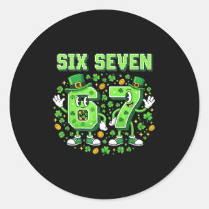 Lustiges Kinder-Meme 67 sechs sieben St. Patrick's Runder Aufkleber