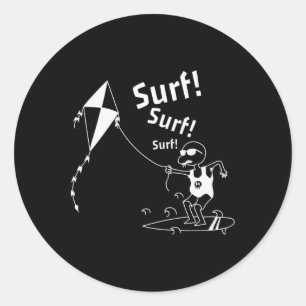 Lustiges Kite-Surfen im Wind Runder Aufkleber