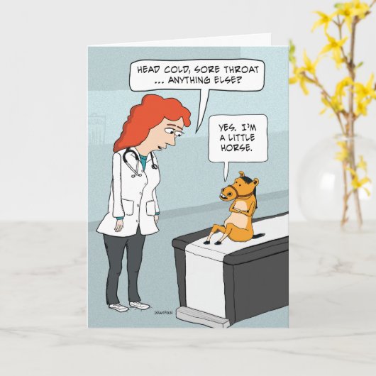 Lustiges kleines Pferd erhalten gut Karte (Gelbe Blume)