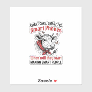 Lustiges Kluges Leute Kuh Vintage Gravur T-Shirt D Aufkleber