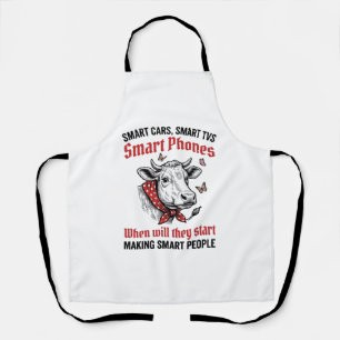Lustiges Kluges Leute Kuh Vintage Gravur T-Shirt D Schürze