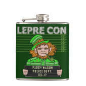 Lustiges Kobold Leprecon Mugshot-St. Patricks Flachmann (Vorderseite)
