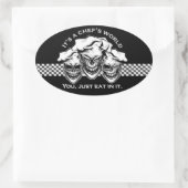 Lustiges Kochs-Schädel-Trio: Es ist die Welt eines Ovaler Aufkleber (Tasche)