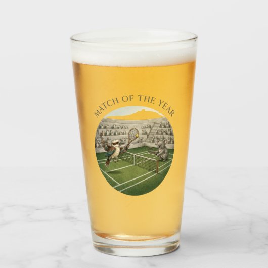 Lustiges Kookaburra gegen Koala Tennis Match Art Glas (Vorne (Gefüllt))