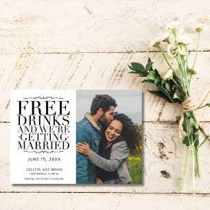 Lustiges Kostenlos-Getränke-Foto Hochzeit Heiratsa Save The Date