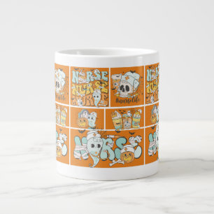Lustiges Krankenpfleger-Halloween-Orangestein-Basi Jumbo-Tasse