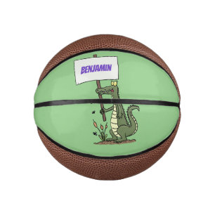 Lustiges Krokodil Alligator mit Schild Cartoon Mini Basketball