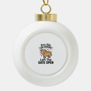 Lustiges Kuh-Tor-öffnen Vintage-Gravur-Shirt-Desig Keramik Kugel-Ornament