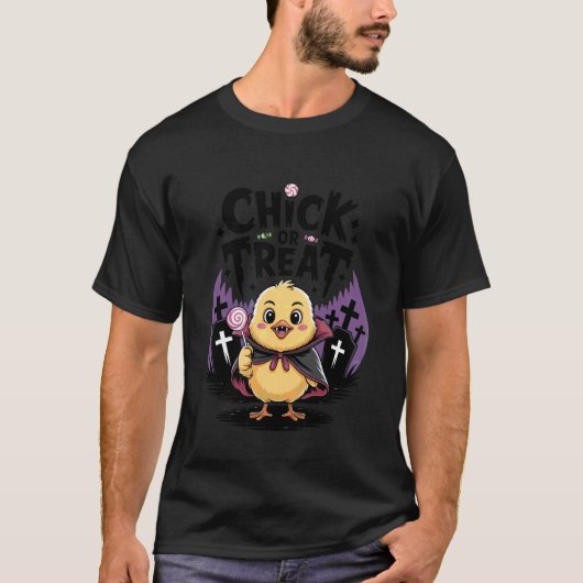 Lustiges Küken oder behandeln Sie Vampir Halloween T-Shirt (Vorderseite)