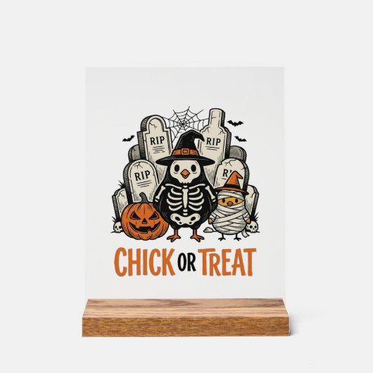 Lustiges Küken oder Halloween-Huhn Grafik_1 Acrylschild (Vorderseite)