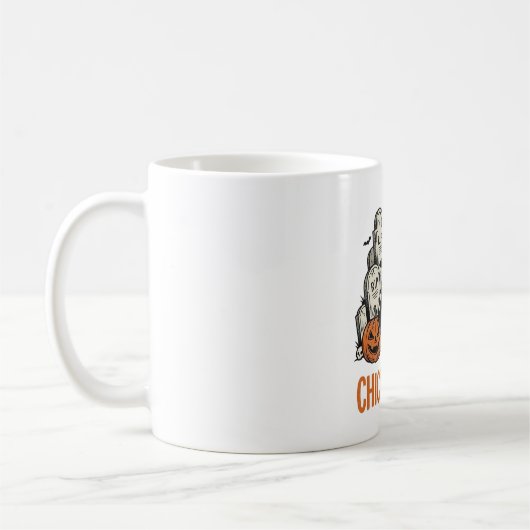 Lustiges Küken oder Halloween-Huhn Grafik_1 Kaffeetasse (Links)