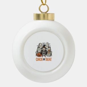 Lustiges Küken oder Halloween-Huhn Grafik_1 Keramik Kugel-Ornament