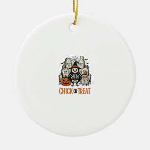 Lustiges Küken oder Halloween-Huhn Grafik_1 Keramik Ornament