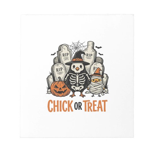 Lustiges Küken oder Halloween-Huhn Grafik_1 Notizblock (Vorderseite)