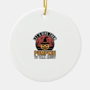 Lustiges Kürbis-Halloween-Vintage-Shirt-Design_1 Keramik Ornament