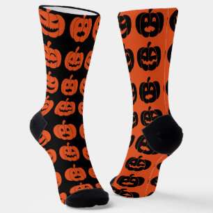 Lustiges Kürbismuster Orange und Schwarze Ungerade Socken