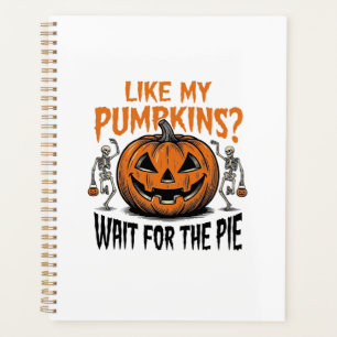 Lustiges Kürbisskelett Halloween Pie Shirt_1 Planer