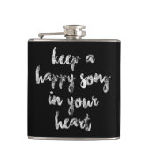 lustiges kursives Drehbuch HAPPY SONG | Flasche Flachmann (Vorderseite)
