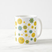 lustiges Lächeln Gesicht und grobe Blume Kaffeetasse (VorderseiteRechts)