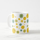 lustiges Lächeln Gesicht und grobe Blume Kaffeetasse (Vorderseite Links)