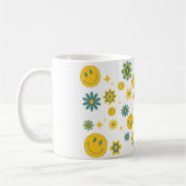 lustiges Lächeln Gesicht und grobe Blume Kaffeetasse (Links)