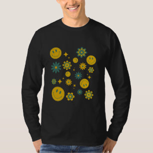 lustiges Lächeln Gesicht und grobe Blume T-Shirt