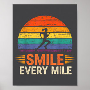 Lustiges Lächeln Jeden Kilometer Cooles Laufen Läu Poster