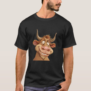 Lustiges lächelndes Bullock-Gesicht für Rinder und T-Shirt