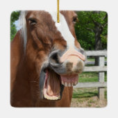 Lustiges lachendes Pferd Keramikornament (Rückseite)