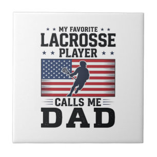 Lustiges Lacrosse-Vater-Amerikanische-Flagge-Vinta Fliese