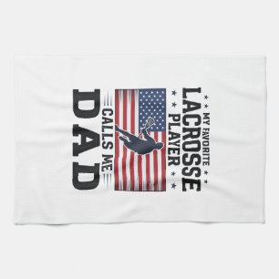 Lustiges Lacrosse-Vater-Amerikanische-Flagge-Vinta Geschirrtuch