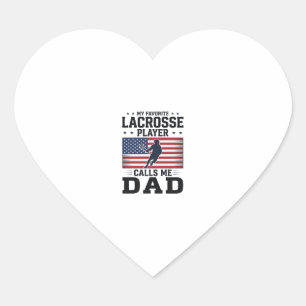 Lustiges Lacrosse-Vater-Amerikanische-Flagge-Vinta Herz-Aufkleber