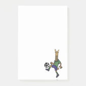 Lustiges Lama, das Fußball-Cartoon spielt Post-it Klebezettel (Vorderseite)