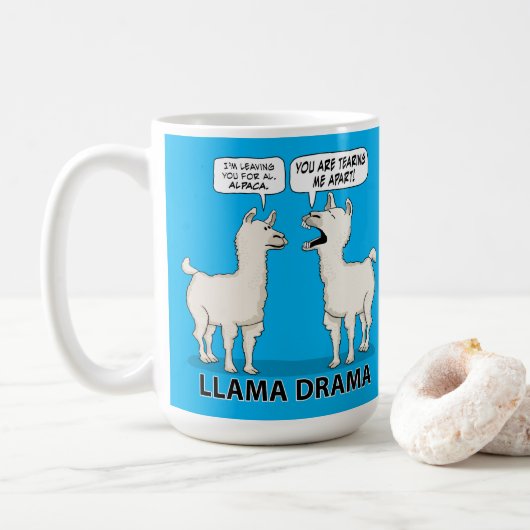 Lustiges Lama-Drama Kaffeetasse (Mit Donut)
