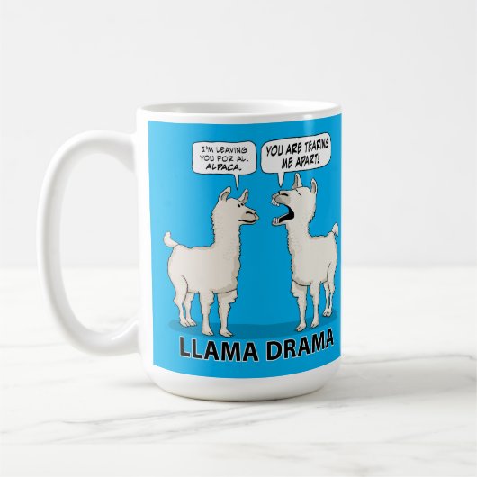 Lustiges Lama-Drama Kaffeetasse (Links)