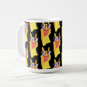 Lustiges Lama-Gesicht mit Brillenmuster Kaffeetasse