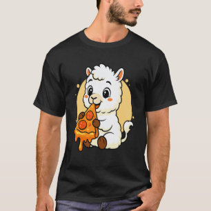 Lustiges Lama isst Pizza Grafik Jungen Mädchen Lam T-Shirt