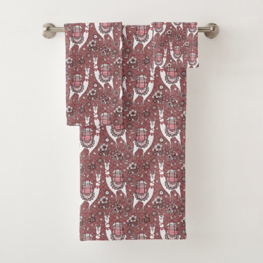 Lustiges Lama-Muster Badhandtuch Set (Insitu)