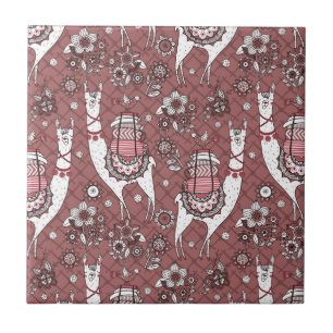 Lustiges Lama-Muster Fliese