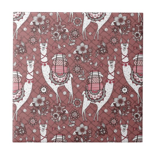 Lustiges Lama-Muster Fliese (Vorderseite)