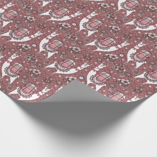 Lustiges Lama-Muster Geschenkpapier (Ecke)