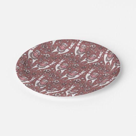 Lustiges Lama-Muster Pappteller (Schrägansicht)